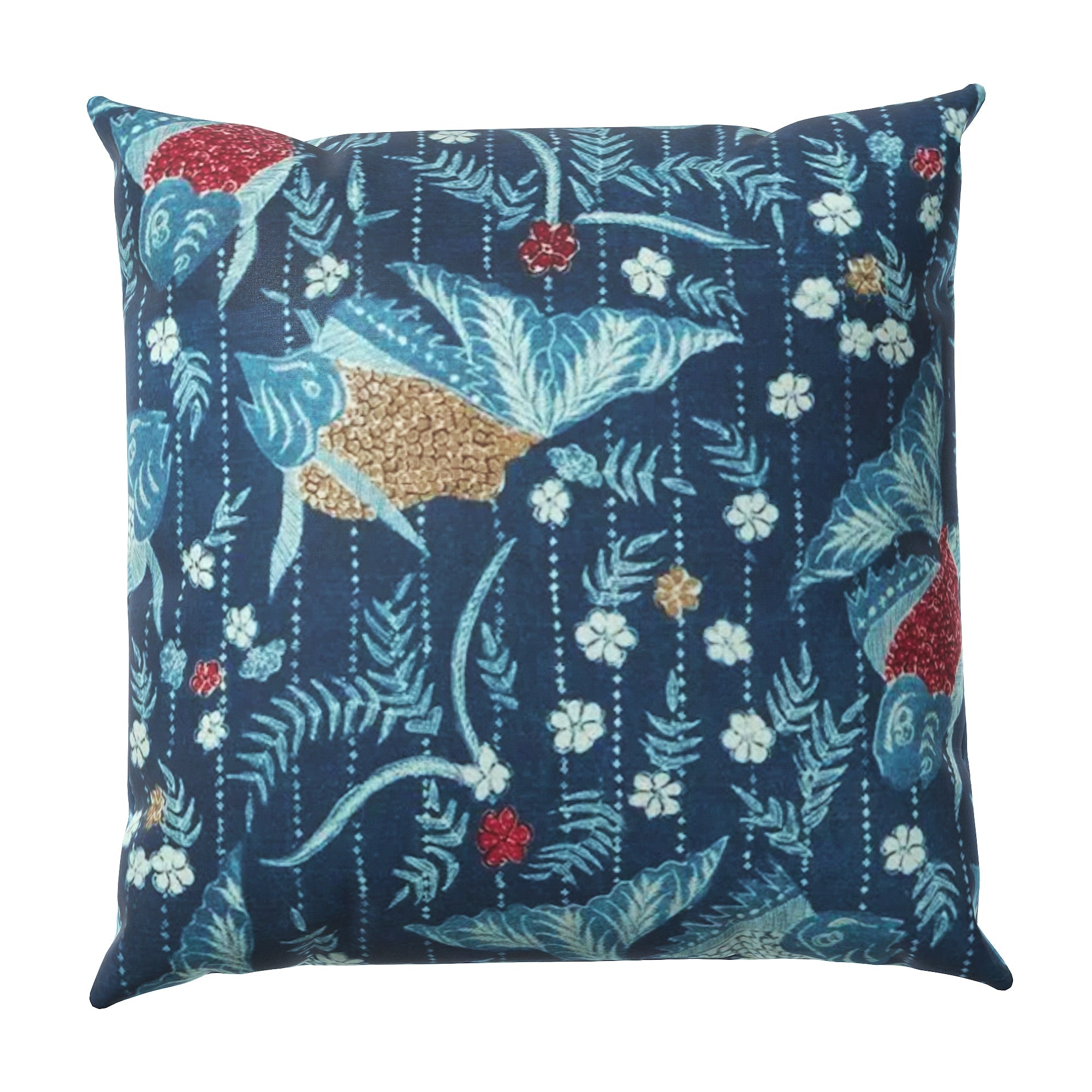 Throw Pillow in Koi Pond - Blue