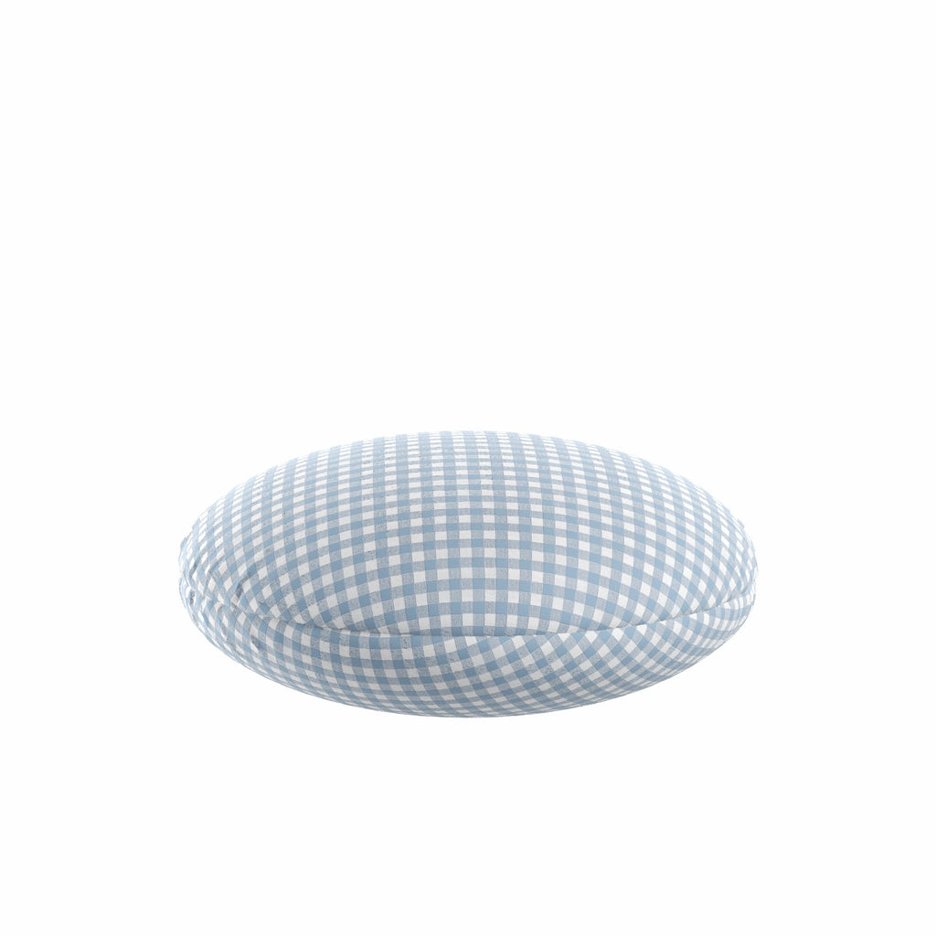 Circular Throw Pillow in Gingham - Blue Jean