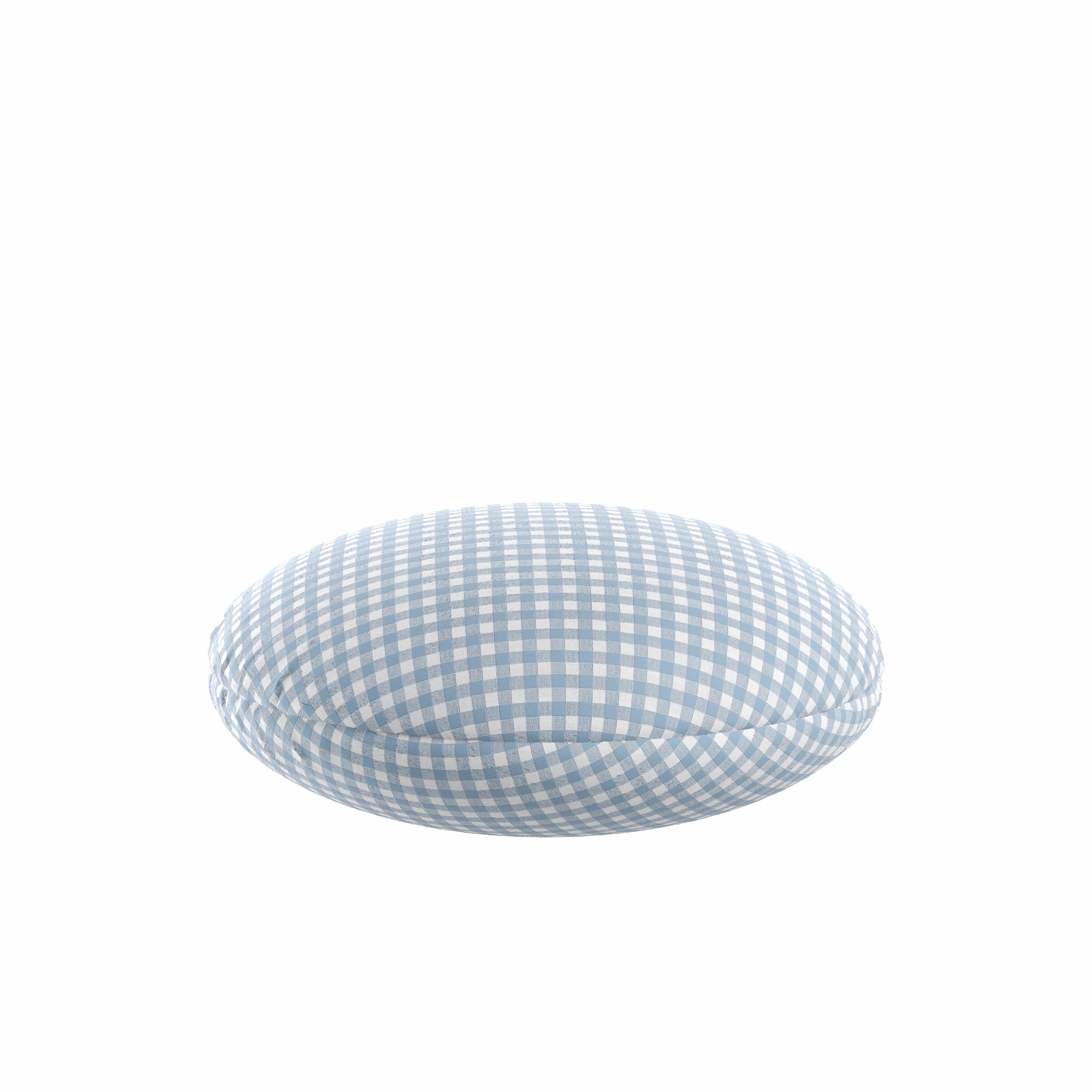 Circular Throw Pillow in Gingham - Blue Jean