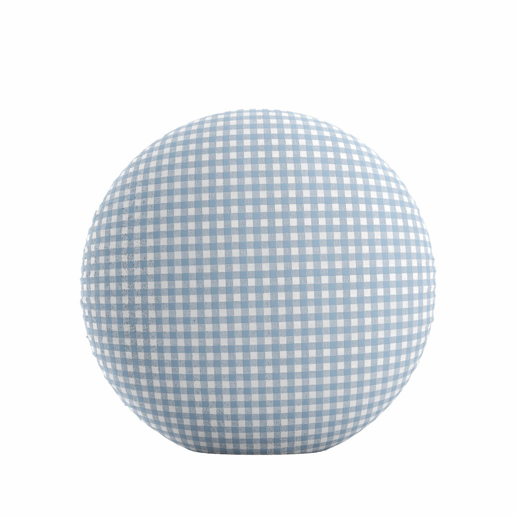 Circular Throw Pillow in Gingham - Blue Jean