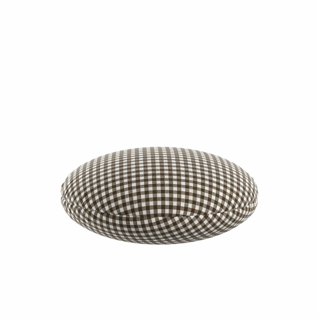 Circular Throw Pillow in Gingham - Chestnut