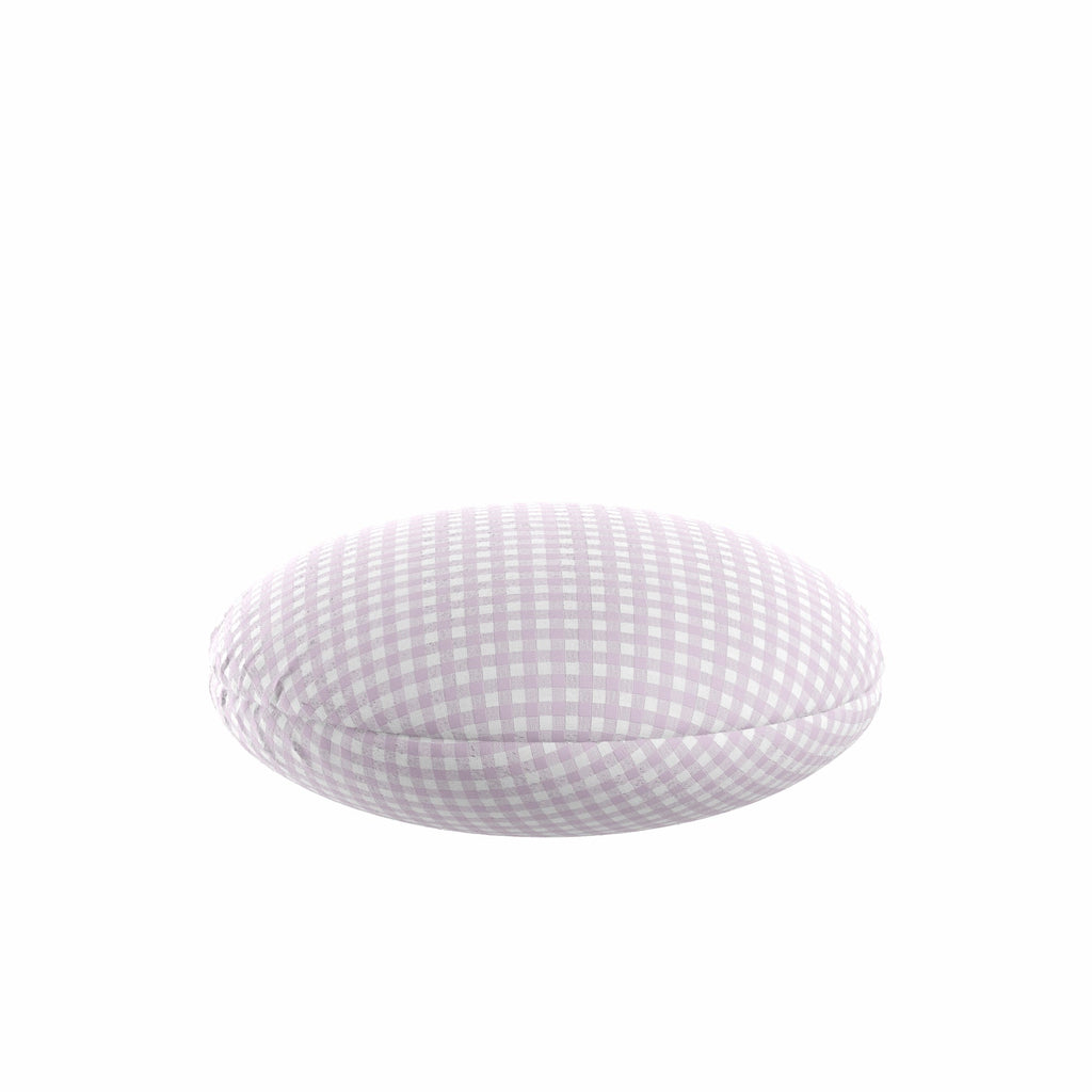 Circular Throw Pillow in Gingham - Lilac
