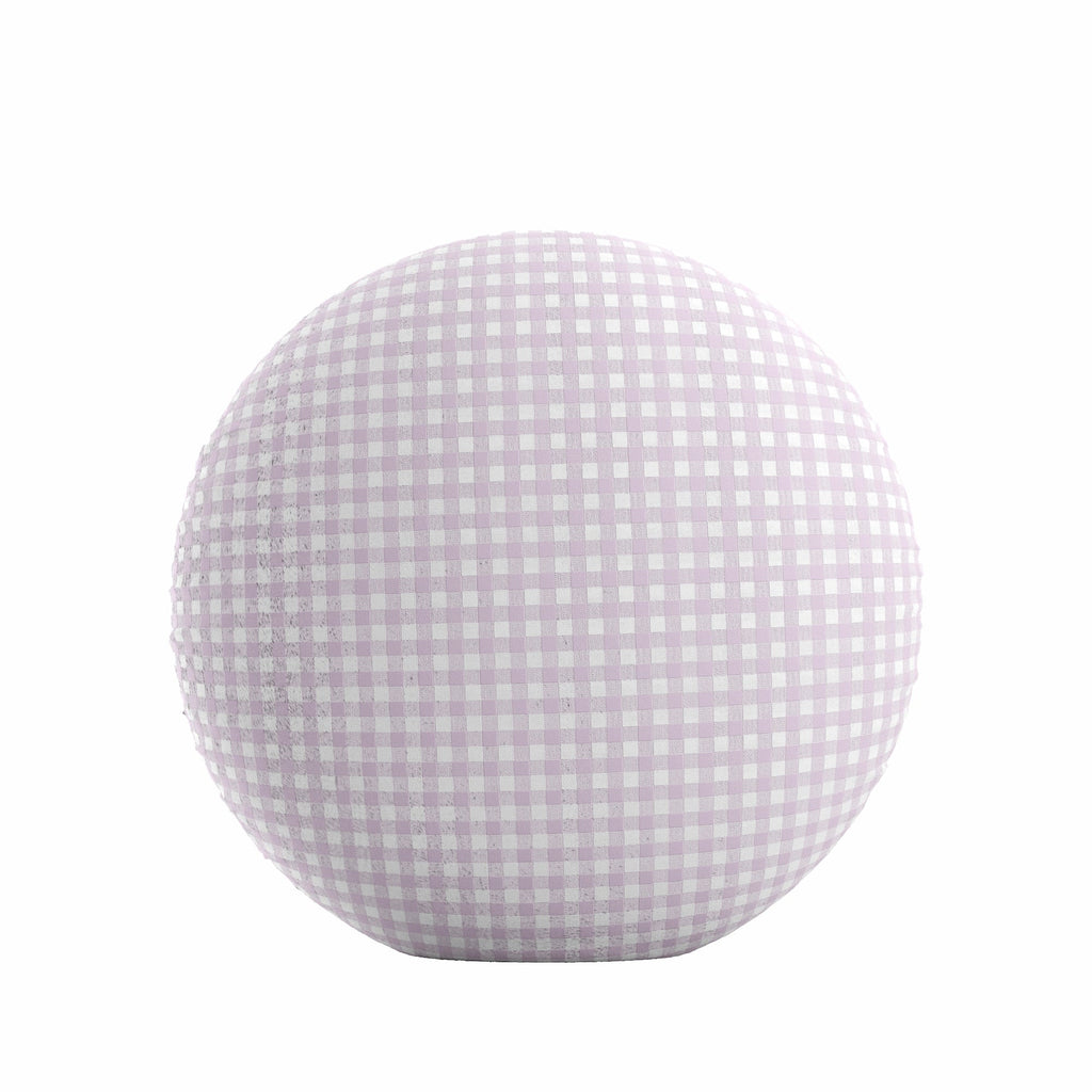 Circular Throw Pillow in Gingham - Lilac