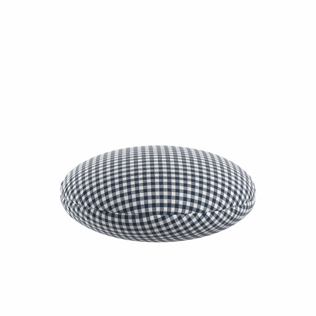 Circular Throw Pillow in Gingham - Navy
