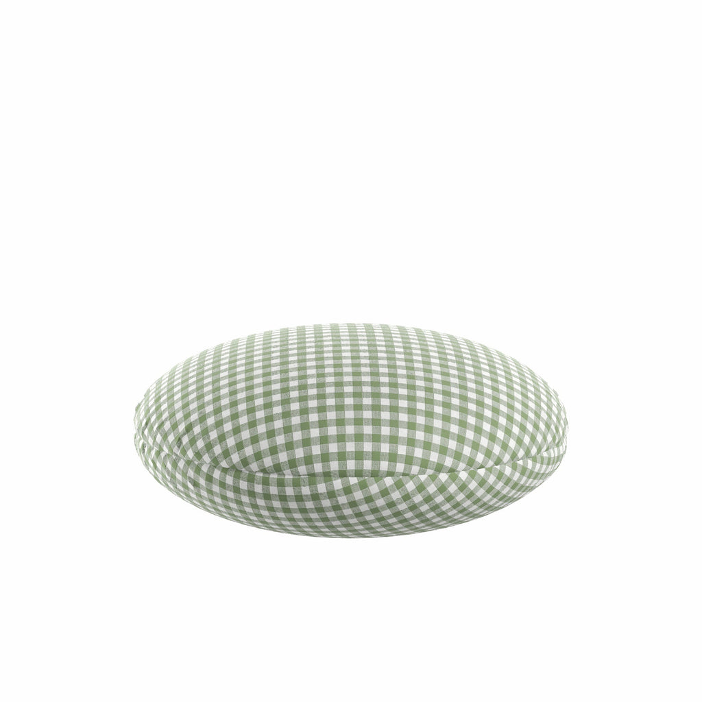 Circular Throw Pillow in Gingham - Sage
