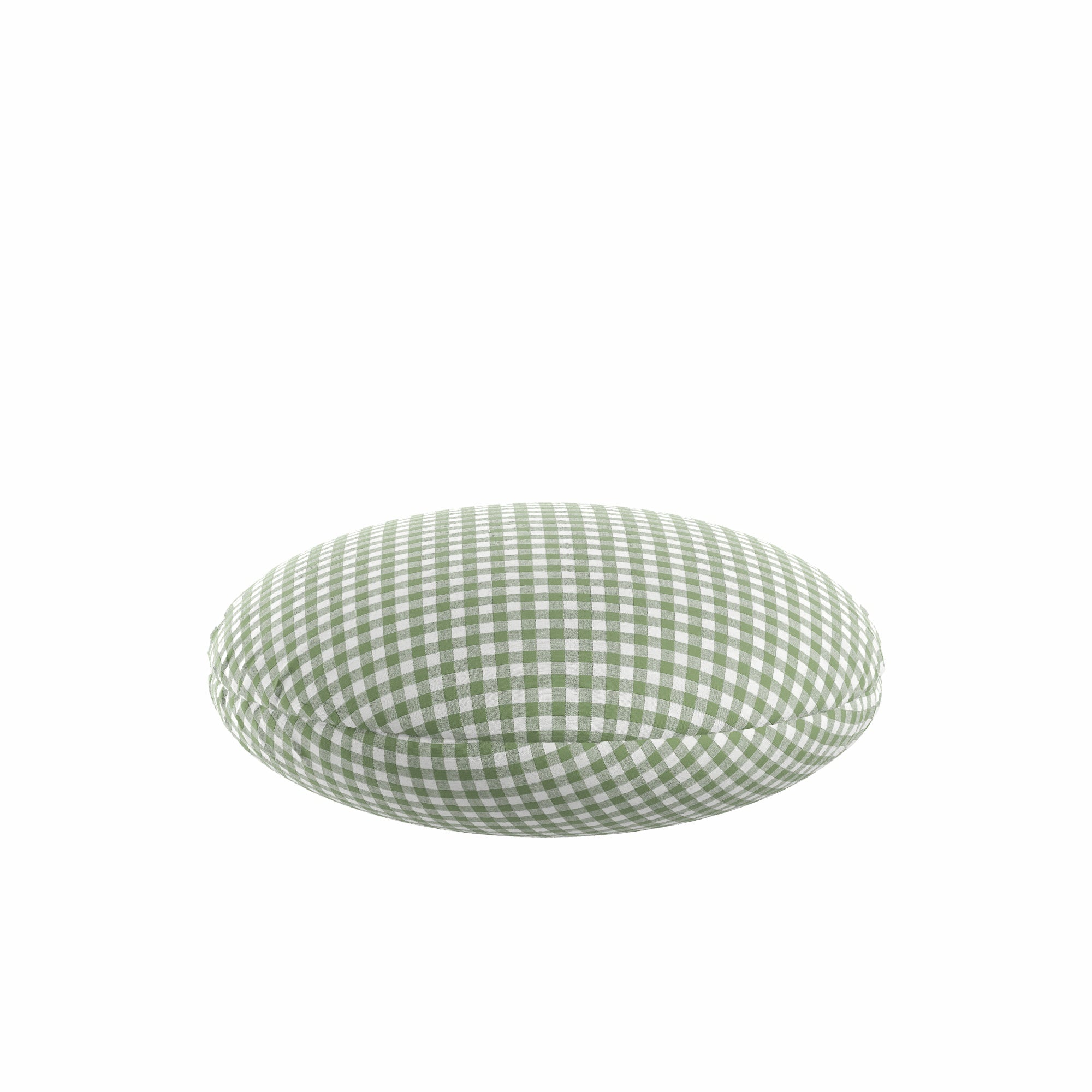 Circular Throw Pillow in Gingham - Sage