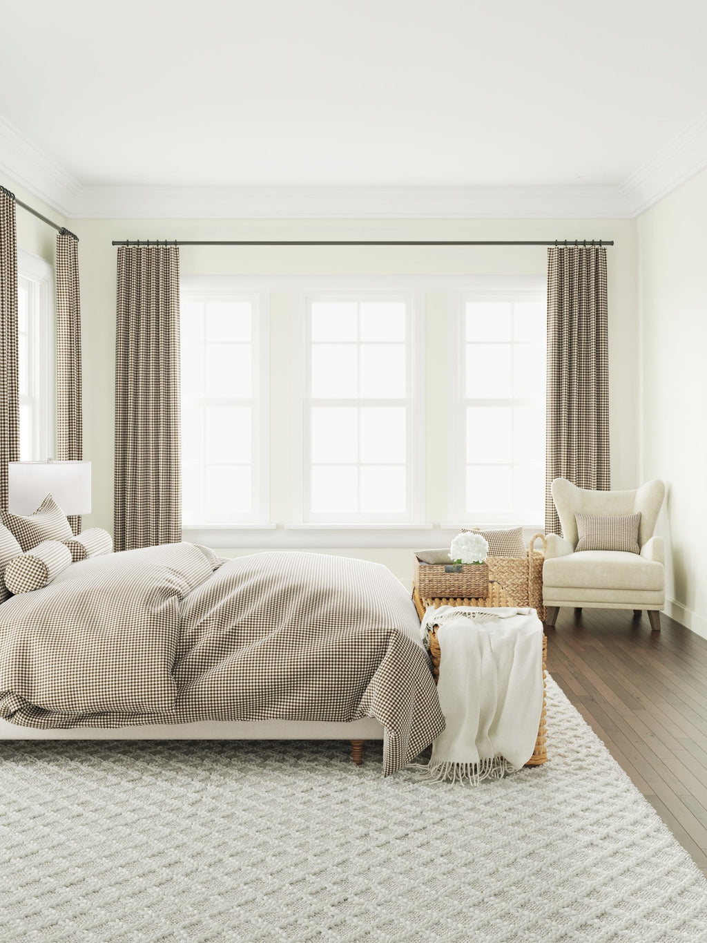 Circular Throw Pillow in Gingham - Chestnut