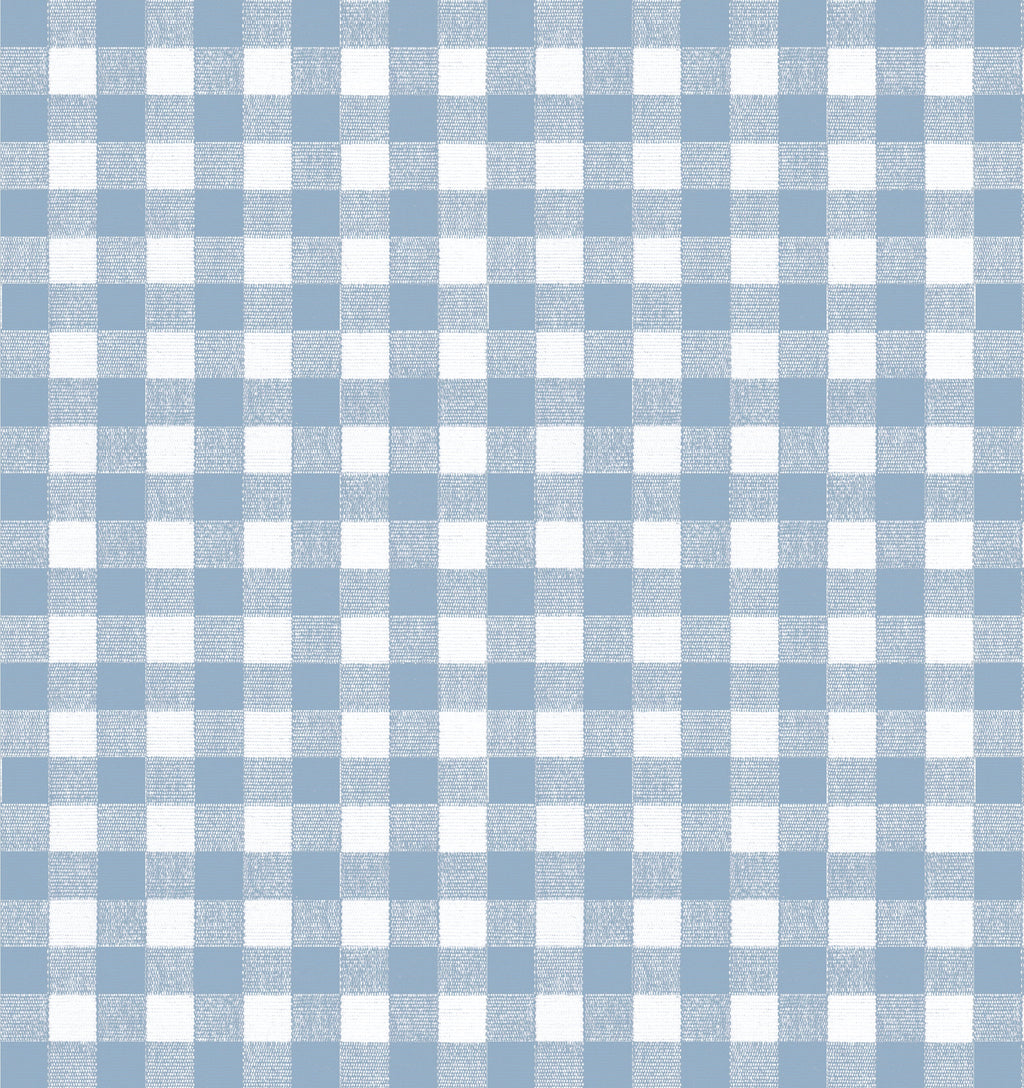 Circular Throw Pillow in Gingham - Blue Jean